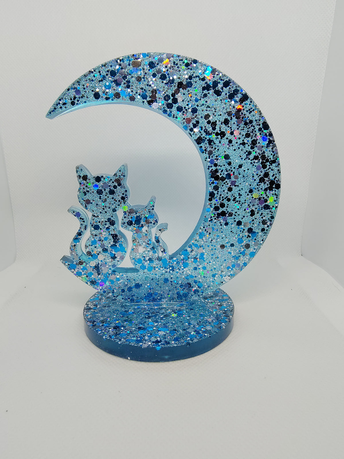 Chat Lune en Résine Époxy – Décoration Artisanale