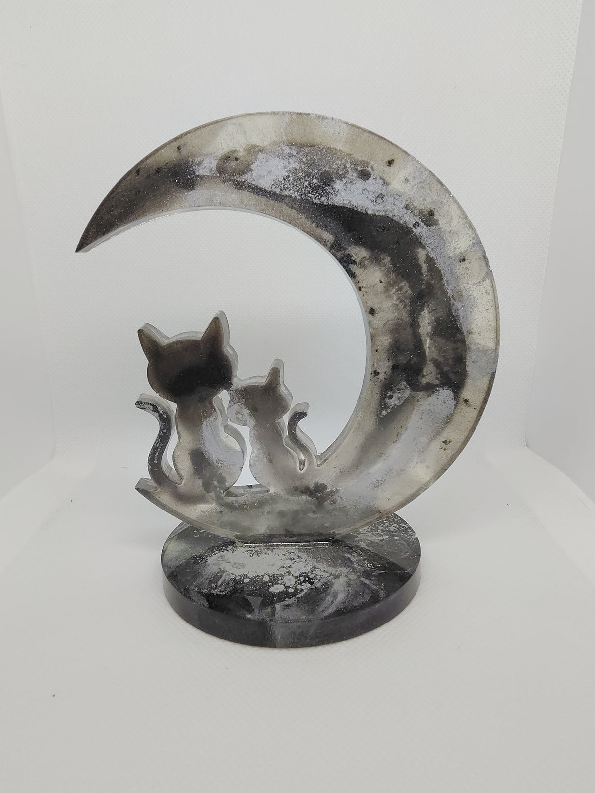 Chat Lune en Résine Époxy – Décoration Artisanale
